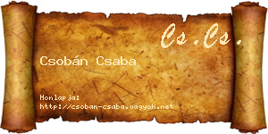 Csobán Csaba névjegykártya